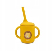 Kubki dla dzieci - Sassi Kubek silikonowy z rurką dla dzieci do nauki picia Lew SASSI - miniaturka - grafika 1
