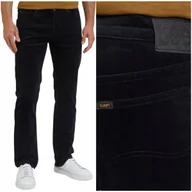 Spodnie męskie - Lee DAREN Black proste czarne spodnie męskie sztruksy niższy stan W33 L34 - miniaturka - grafika 1