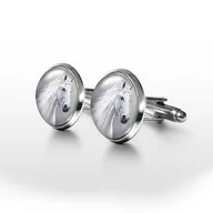 Spinki do mankietów i krawatów - Biały koń - spinki do mankietów - miniaturka - grafika 1