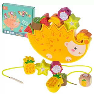 Układanka Drewniana Gra Balansujący Jeż Owoce Nawklekane Nauka Kolorów - Łamigłówki - miniaturka - grafika 1