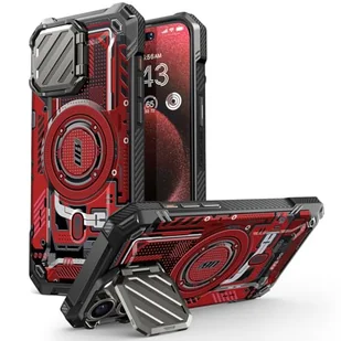 SUPCASE Etui do iPhone'a 15 Pro Max ze stojakiem [kompatybilne z MagSafe] [wbudowana osłona aparatu] [ochrona klasy wojskowej] wytrzymałe magnetyczne etui na telefon iPhone 15 Pro Max, czerwony obwód - Etui i futerały do telefonów - miniaturka - grafika 1