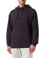 Bluzy męskie - BOSS Męska bluza z kapturem z bawełny frotte z tonalnym logo, czarny (Black1), S - miniaturka - grafika 1