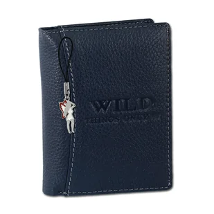 Wild Things Only RFID Blocker antyczny skórzany portfel męski niebieski prawdziwa skóra 9x12x2cm D2OPJ113B - Portfele - miniaturka - grafika 1