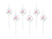 Słomki do napojów - Słomki urodzinowe Motylki - 6 szt. - miniaturka - grafika 1