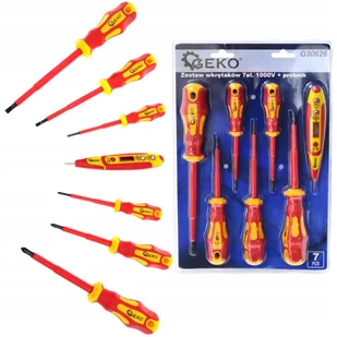 Geko Zestaw Wkrętaków Śrubokrętów Izolowanych 7El 1000V +Próbnik Lcd G30626 - Śrubokręty - miniaturka - grafika 1