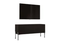 Szafki RTV - Szafka pod telewizor w kolorze czarnym matowym z chromowanymi nogami, A: szer: 100 cm cm, wys: 52 cm, gł: 32 cm. Meble pod telewizor, stolik pod telewizor, ława pod telewizor - miniaturka - grafika 1