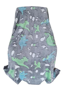 Koc świecący w ciemności 150x200 fluorescencyjny szary w kolorowe dinozaury - Koce - miniaturka - grafika 1