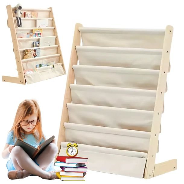 REGAŁ NA KSIĄŻKI DLA DZIECI STOJAK PÓŁKA Szafka Organizer Biblioteczka 79cm