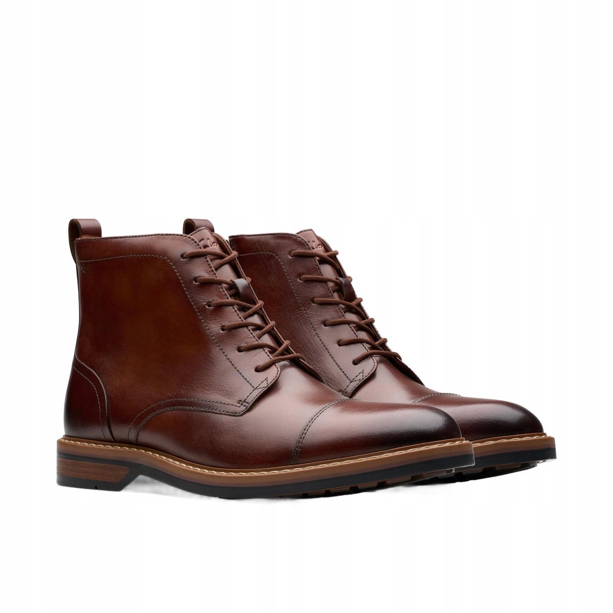 CLARKS ALDWIN BRĄZOWE SKÓRZANE MĘSKIE SZTYBLETY SZNUROWANE 43 16AA