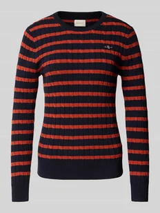 Sweter z dzianiny z prążkowanymi wykończeniami - Swetry damskie - miniaturka - grafika 1