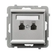 Gniazdka elektryczne - LEDart telefoniczne podwójne RJ11 niezależne, bez ramki - Ospel Sonata GPT-2RN/m/38, kolor srebrny mat - miniaturka - grafika 1