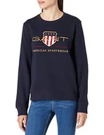 Bluzy damskie - GANT Damska bluza Archive Shield C-Neck Sweat, niebieski (Evening Blue), XS - miniaturka - grafika 1