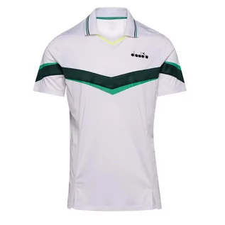 Koszulki sportowe męskie - Koszulka do tenisa z krótkim rekawem męska Diadora POLO SS holly green/white - grafika 1