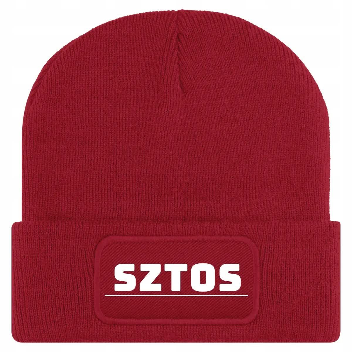 Czapka Jesienna Bawełniana ZIMOWA Czerwona Beanie SZTOS Na Prezent Wzory