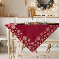 Obrusy i serwetki - Obrus świąteczny Joy 85 x 85 cm szampańskie gwiazdy czerwony - miniaturka - grafika 1