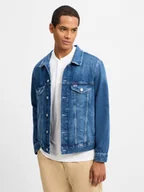 Kurtki męskie - Tommy Jeans Męska kurtka dżinsowa Mężczyźni Bawełna niebieski marmurkowy, S - miniaturka - grafika 1