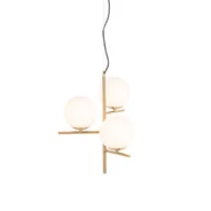 Lampy sufitowe - QAZQA Lampa wisząca Art Deco złota z opalowym szkłem 3-punktowa - Flore - miniaturka - grafika 1