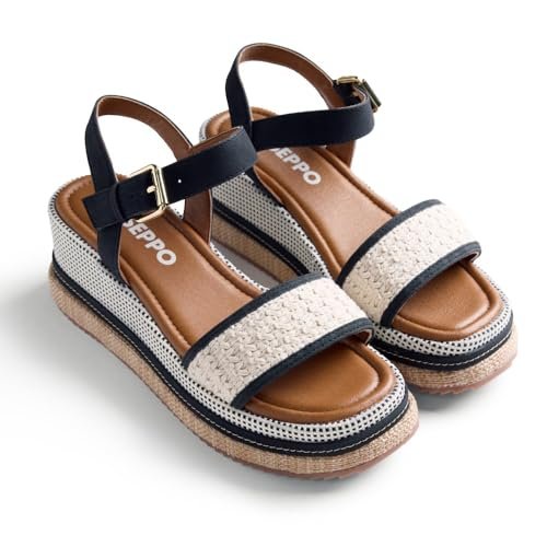 GIOSEPPO Damski pasek Isoko T-Strap, czarny/biały, 6,5 UK