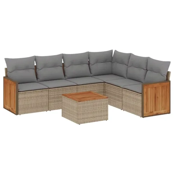 Zestaw mebli ogrodowych z rattanu PE, beżowy, wymiary: 62x62x69 cm, 55x62x