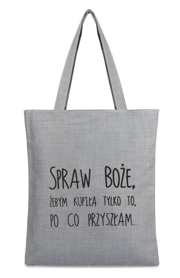 Torba na zakupy SPRAW BOŻE z nadrukiem materiałowa na zamek TA-20 szary