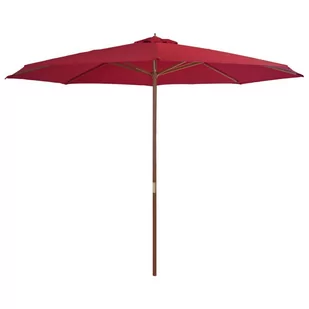 vidaXL Parasol ogrodowy na drewnianym słupku, 350 cm, burgundowy - Parasole ogrodowe - miniaturka - grafika 1