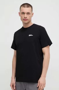 Jack Wolfskin t-shirt bawełniany męski kolor czarny gładki - Koszulki męskie - miniaturka - grafika 1