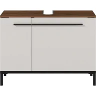 Szafki łazienkowe - Szarobeżowa szafka pod umywalkę w dekorze orzecha 80x59 cm Yonkers – Germania - miniaturka - grafika 1