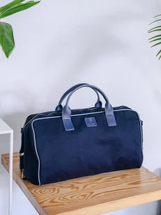 Torba podróżna, weekendowa - skóra wegańska - granatowa - Torby podróżne - miniaturka - grafika 1