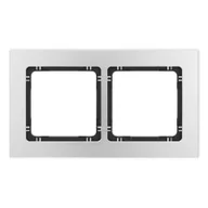 Klawisze i ramki - Karlik Ramka podwójna Deco metal - aluminium szczotkowane,czarne - miniaturka - grafika 1