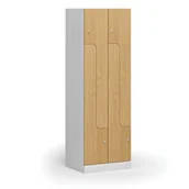 Szafki biurowe - Szafka ubraniowa metalowa Z, 4 szafki, 1850 x 600 x 500 mm, zamek cylindryczny, drzwi laminowane, buk - miniaturka - grafika 1