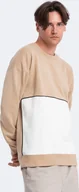 Bluzy męskie - Ombre Clothing Bluza męska z kapturem Lohentine beżowy XL - miniaturka - grafika 1