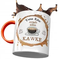 Kubki - Kubek Pomarańczowy dla Kibica Strzeli Sobie Kawkę z Nadrukiem ze Zdjęciem + Opakowanie na prezent (wzór 02) - miniaturka - grafika 1