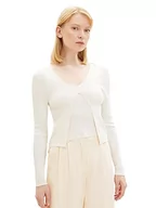 Swetry damskie - TOM TAILOR Denim Damski kardigan 2 w 1 i top, 10348-Gardenia White, L - miniaturka - grafika 1