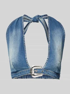 Top na ramiączkach z obszyciem ozdobnymi kamieniami i sprzączką - Koszulki i topy damskie Top na ramiączkach z obszyciem ozdobnymi kamieniami i sprzączką - Koszulki i topy damskie - miniaturka - grafika 1