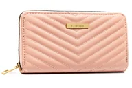 Portfele - Modny portfel damski 4U CAVALDI duży na suwak pikowany elegancki skóra ekologiczna na karty różowy - miniaturka - grafika 1