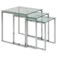 Ławy i stoliki kawowe - Actona Zestaw 3 Stolików Szklanych 50 Cm Rita Chrom - miniaturka - grafika 1