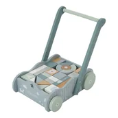 Pchacze - Little Dutch DREWNIANY WÓZEK do pchania z klockami niebieski Little Dutch LD4415 - miniaturka - grafika 1