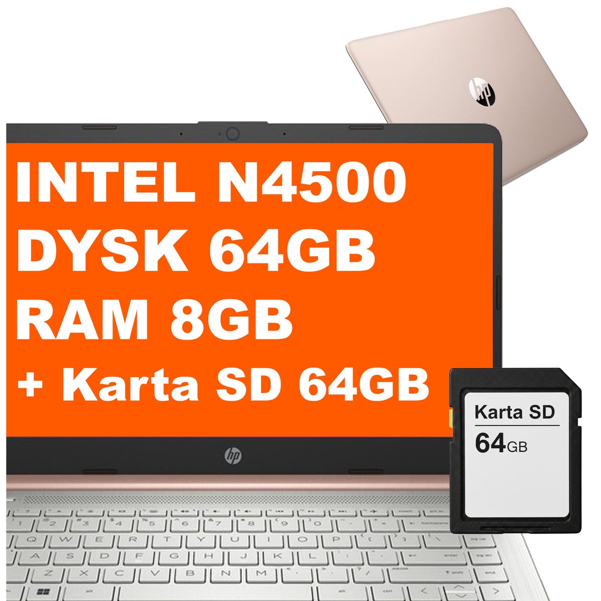 HP 14-dq3015dx / CD9Y9UA / Intel N4500 / 8GB / eMMC 64GB + SD 64GB / Intel UHD / Win 11 / Różowy CD9Y9UA_8GB_128GB_W11