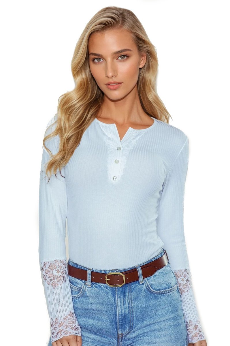 Prążkowana koszulka damska z guzikami Jesenia biała S