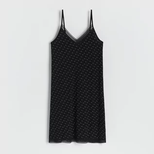 Piżamy damskie - Reserved - Wzorzysta koszula nocna - Czarny - grafika 1