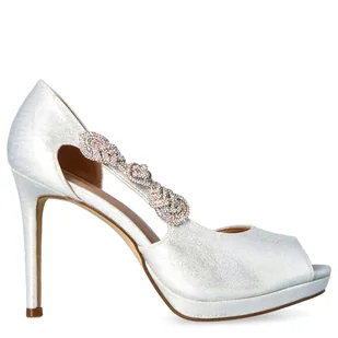 Szpilki z odkrytymi palcami - MENBUR 23822 SREBRNE - Czółenka - miniaturka - grafika 4