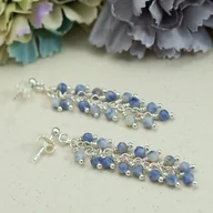 Kolczyki - Dumortieryt i srebro 925 - długie niebieskie kolczyki gronka - miniaturka - grafika 1