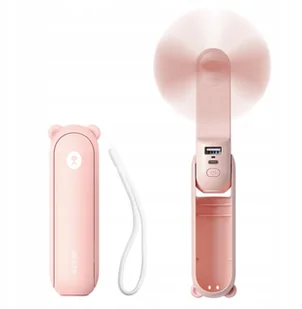 Mini wentylator Jisulife Handheld Fan Life8 przenośny wiatraczek USB z funkcją powerbanka 2000mAh i latarką - różowy - Gadżety USB - miniaturka - grafika 1