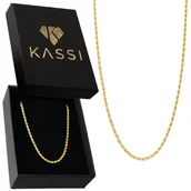 Łańcuszki - PIĘKNY ZŁOTY SKRĘCANY ŁAŃCUSZEK SINGAPUR 50 CM ZŁOTO 585 NA PREZENT - miniaturka - grafika 1