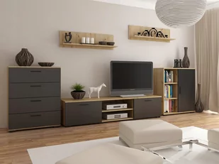 Meblościanka Chopin 2 Artisan - Czarny Komoda Rtv - Meblościanki - miniaturka - grafika 1