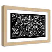Plakaty - Plakat w ramie naturalnej, Plan miasta Paryż (Rozmiar 100x70) - miniaturka - grafika 1