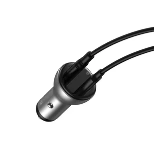 Baseus ładowarka samochodowa USB / USB Typ C 45 W 5 A SCP Quick Charge 4.0+ Power Delivery 3.0 ekran LCD srebrny (CCBX-C0S) - Ładowarki samochodowe - miniaturka - grafika 2
