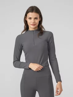 Koszulki i topy damskie - Longsleeve crop top z suwakiem damski - 4F - grafika 1