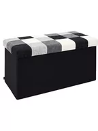 Krzesła - Chairs for all Skrzynia "Patchwork" w kolorze czarnym do siedzenia - 77,5 x 40 x 15 cm - miniaturka - grafika 1