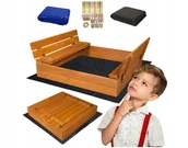 Place zabaw - PIASKOWNICA IMPREGNOWANA DREWNIANA ZAMYKANA Z ŁAWKAMI - miniaturka - grafika 1